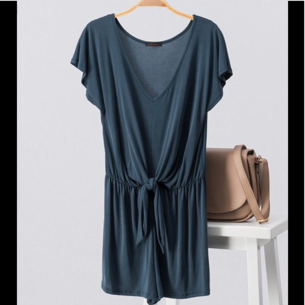 Jersey tie front romper